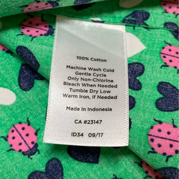Talbots Green and Pink Vintage Heart and Ladybug Print Blouse, EUC, Med Petite - Picture 4 of 8